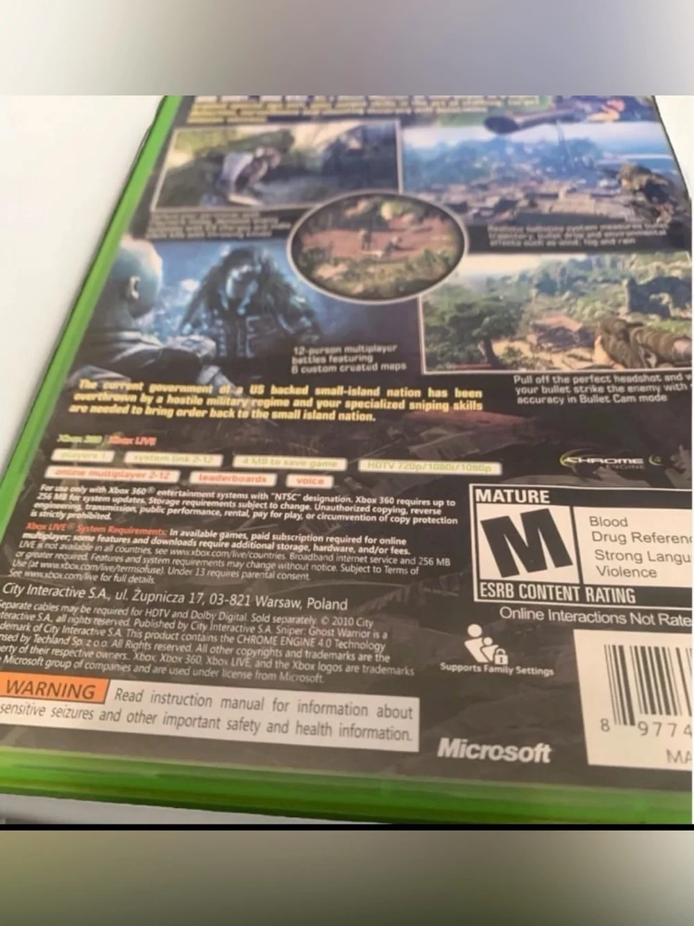 Sniper Ghost Warrior Xbox 360 - Complete CIB with manual Tested WORKS